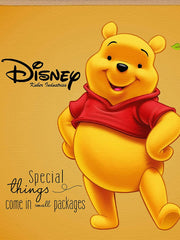 Kuber Industries Disney The Pooh Print Foldable Cube Box|Non Woven Storage Box For Clothes|Storage Organizer for Toys, Books, Baby Clothes (Yellow & Brown)