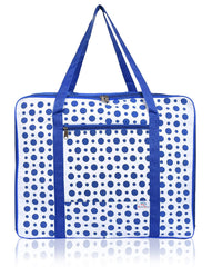 Heart Home Dot Printed Large Size Lightweight Foldable Multipurpose Storage bag, Cloth Organiser, Travel Bag With Zippered Closure And Handle- Pack of 2 (Blue & White)-HS43HEARTH26710