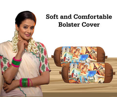 Kuber Industries Bolster Cover|Polyester Bolster Cover Set|Diwan Round Bolster Pillow Covers|Luxurious Tourist Places Print Roll Masand Cover|Pack of 4 (Cream)