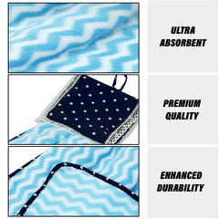 Kuber Industries Napkin | Washbasin Hanging Napkin | Kitchen Towel with Ties | Napkin for Kitchen | Zig Zag Napkin for Bathroom | Hand Towel for Kitchen | Pack of 2 | Blue