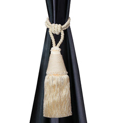 Kuber Industries Beads Beautiful Design Polyester 4 Pieces Curtain Tie Back Tassel Set (Cream) CTKTC33534