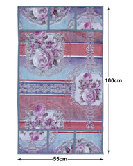 Kuber Industries Flower Print PVC Fridge Top Cover with 6 Utility Side Pockets (Grey)