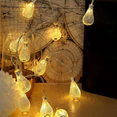 Kuber Industries Lantern Shape String Lights| Golden Metal Home Decor Light | Led Light Decoration | 14 LED (Warm White)…