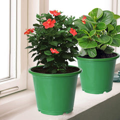 Kuber Industries Plastic Planters|Gamla|Flower Pots for Garden Nursery Home Décor,8"x6",Pack of 8 (Green)