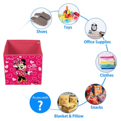 Kuber Industries Disney Minnie Print Foldable Laundry Basket|Clothes Storage Basket With Handle & Lid,Pack of 2 (Pink)