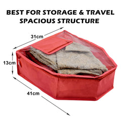 Kuber Industries Blouse Cover | Non Woven Foldable Wardrobe Organizer For Woman | Cloth Organizer Top Transparent & One Small Pocket | Pack of 6 | Red