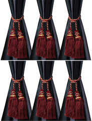 Kuber Industries Polyester 6 Pieces Curtain Tie Back Tassel Set (Maroon) CTKTC33505