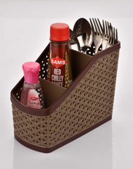 Kuber Industries Plastic 2 Pieces Multi-Purpose Compact Desk Storage Organizer Stationary Box for Case Pen Pencil Holder, Plastic Cosmetics, Make Up Organizer Container (Brown & Beige) KUBMART3237