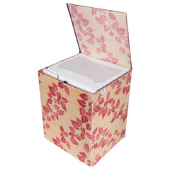Heart Home Washing Machine Cover | Leaf Print Washing Machine Cover | PVC | Top Load Fully-Automatic Washing Machine Cover | Red