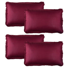 Heart Home Pillow Cover | Cotton Pillow Cover Set | Cushion Pillow Cover Set | Premium Pillow Cover Set for Bedroom | Lining Frill Pillow Cover Set | 4 Piece Set | Maroon