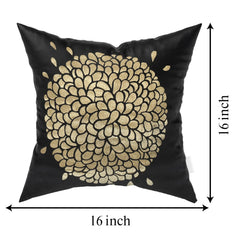Heart Home Rangoli Print Soft Decorative Square Cushion Cover, Cushion Case for Sofa Couch Bed 16x16 Inch- Pack of 4 (Black) 52HH3917