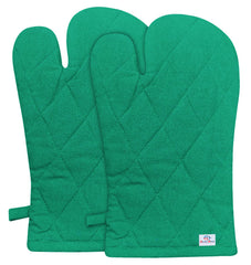 Heart Home Cotton Microwave Oven Gloves, Set of 2 (Green)-HS43HEARTH26089