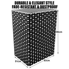 Heart Home Washing Machine Cover | Dot Print Washing Machine Cover | PVC | Top Load Semi-Automatic Washing Machine Cover | Black