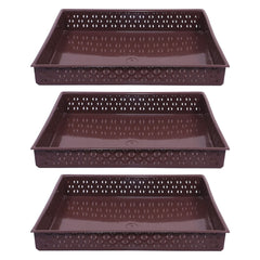 Kuber Industries Storage Tray|Versatile Plastic Storage Organizer|Rectangular Tray for Kitchen Storage|Storage Tray for Office|ALEXA-15|Pack of 3 (Brown)