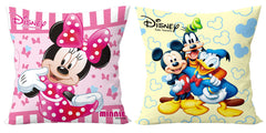 Kuber Industries Disney Printed Microfiber Filled Floor Cushion, Decorative Throw Pillow, Home Decor Pillow, Sofa/Bed Cushion,16"x16"(Pink & Cream)-Pack of 2-KUBMART15894, Standard
