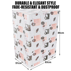 Heart Home Washing Machine Cover | Brown Flower Print Washing Machine Cover | PVC Top Load Semi-Automatic Washing Machine Cover | Cream