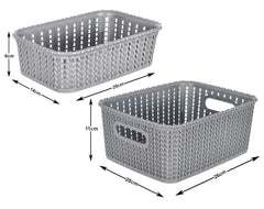 Heart Home Multiuses Large & Small Size M 20-15 Plastic Basket/Organizer Without Lid- Pack of 4 (Grey) -46HH0139