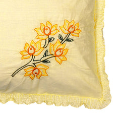 Heart Home Embroidery Pattern Breathable & Soft Cotton Pillow Cover for Sofa, Couch, Bed, Set of 6 (Yellow) 54HH4118.