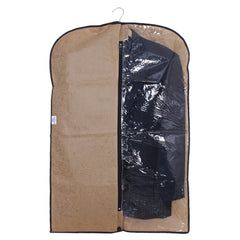Heart Home Embossed Coat Cover|Non Woven Foldable Hanging Blazer Cover|Half Transparent Wardrobe Organizer (Coffee)