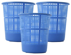 Kuber Industries Plastic 3 Pieces Mesh Dustbin Garbage Bin for Office use, School, Bedroom, Kids Room, Home, Multi Purpose,5 Litres (Blue)
