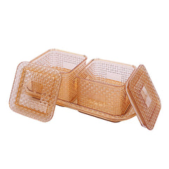 Kuber industries Dazzle Design Plastic Multi Purpose Dry Fruits Tray with Two Bowls Set (Gold)-CTKTC14102