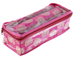 Kuber Industries Multipurpose Carry Design Laminated 1 Rod Bangle Box/Organizer/Case With Tranasparent Top (Pink)-47KM097