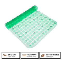 Heart Home Bath Mat | PVC Bathroom Mat | Shower Bath Mat | Transparent Round Check Floor Tub Mat | Foot Massager Mat | Anti-Skid Floor Mat | Shower Mat | Green