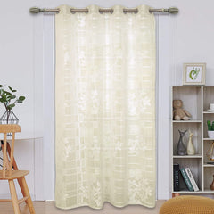 Kuber Industries Flower Print 7 Feet Cotton Door Curtain for Living Room, Bed Room, Kids Room with 8 Eyelets (Cream)-50KM01052