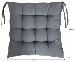 Heart Home Square Chair Pad/Cushion|Quilted Microfiber Fabric & Solid Color|Soft & Comfortable Sitting|Size 45 x 45 x 1CM, Pack of 2 (Grey)