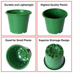 Kuber Industries Plastic Planters|Gamla|Flower Pots for Garden Nursery Home Décor,8"x6",Pack of 3 (Green,Red,Black)