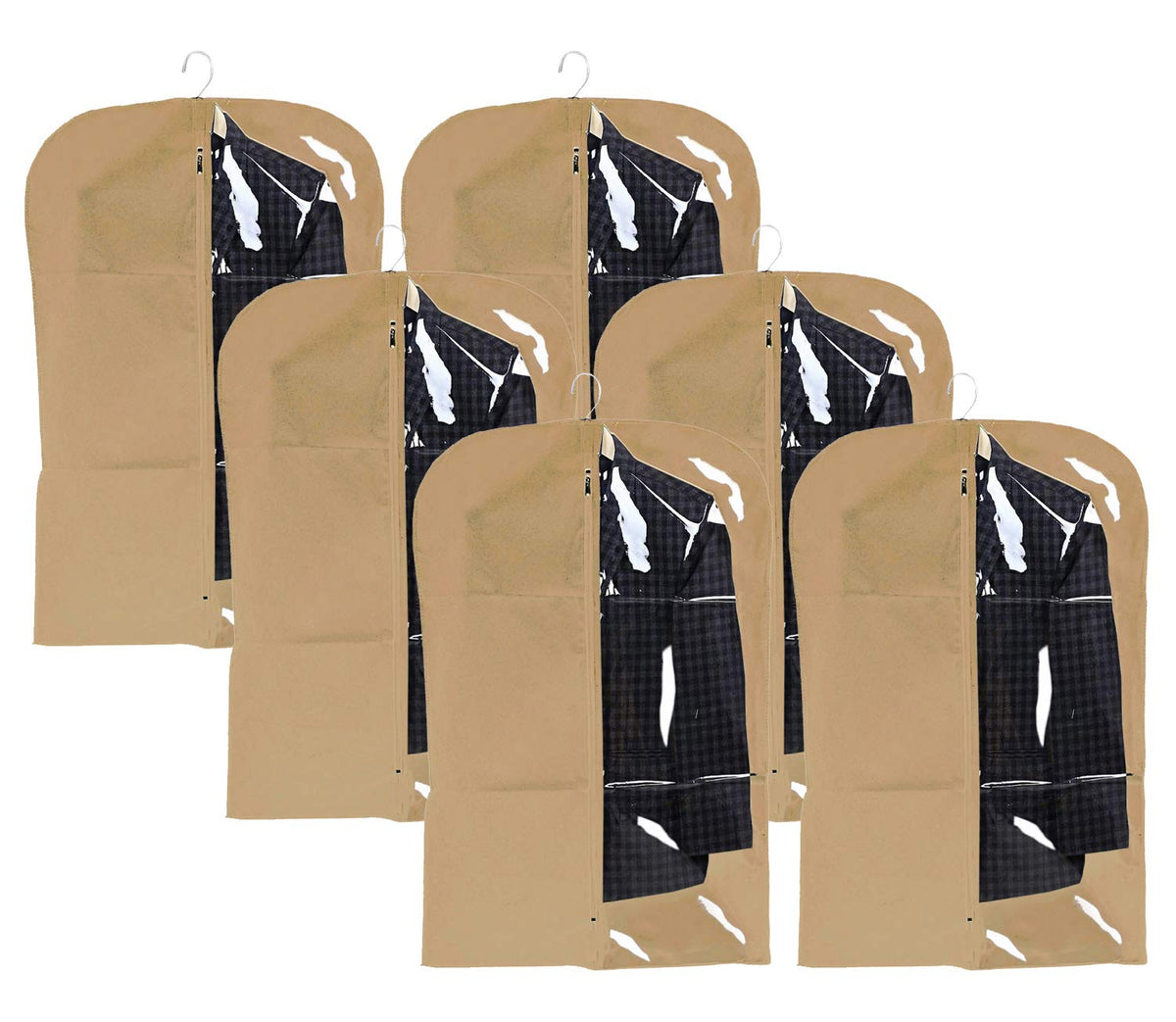 Kuber Industries Half Transparent 6 Pieces Non Woven Men's Coat Blazer Cover (Brown) - CTKTC030921