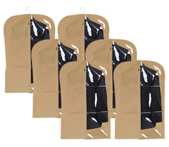 Kuber Industries Half Transparent 6 Pieces Non Woven Men's Coat Blazer Cover (Brown) - CTKTC030921