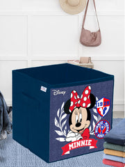 Heart Home Disney Minnie Print Durable & Collapsible Square Storage Box|Clothes Organizer With Handle,Pack of 2 (Blue)