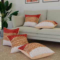 Kuber Industries Cushion Cover | Tri Color Cushion Cover | Designer Stitch Cushion Cover for Sofa | Polyester Cushion Covers for Home Décor | 16 Inch | Set of 5 | Multi