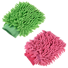 Heart Home Gloves | Microfiber Cleaning Gloves | Chenille Mitts for Kitchen | 50 GSM Hand Duster for Kitchen | Hand Gloves For Car | Duster for Glass | Pack of 2 | Multi