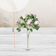 Kuber Industries Artificial Flowers for Home Décor|Natural Looking Indoor Fake Flowers for Vase|Artificial Flowers for Decoration|Without Basket (Pink)