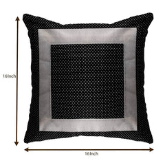 Kuber Industries Dot Printed Cotton Comfortable Decorative Throw Pillow Case Square Cushion Cover Pillowcas 16x16 Inches, Set of 4 (Black) (HS_36_KUBMART018329)
