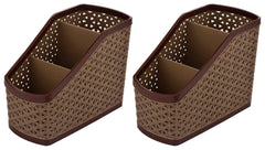 Kuber Industries Compact 2 Piece Plastic Storage Basket, Brown, Standard (CTKTC05252)
