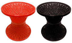 Kuber Industries Mesh Design Both Sided Plastic Sitting Stool for Indoor & Outdoor in Damroo Style- Pack of 2 (Orange & Brown), Standard (HS_38_KUBMART021800)