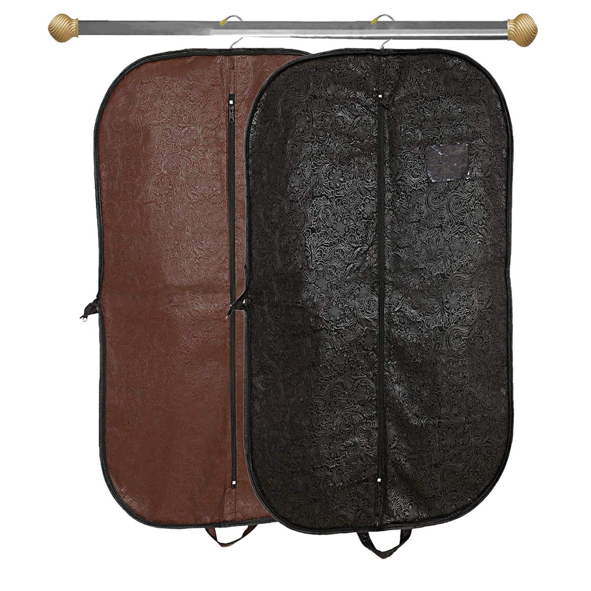 Kuber Industries Embossed Design 6 Pieces Foldable Non Woven Men's Coat Blazer Cover (Black & Brown) -CTKTC042305