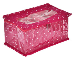 Kuber Industries Dot Printed Laminated PVC Jewellry OrganiserBag for Necklace: Earrings: Rings With 10 Transparent Pouches- Pack of 2 (Pink)-45KM07