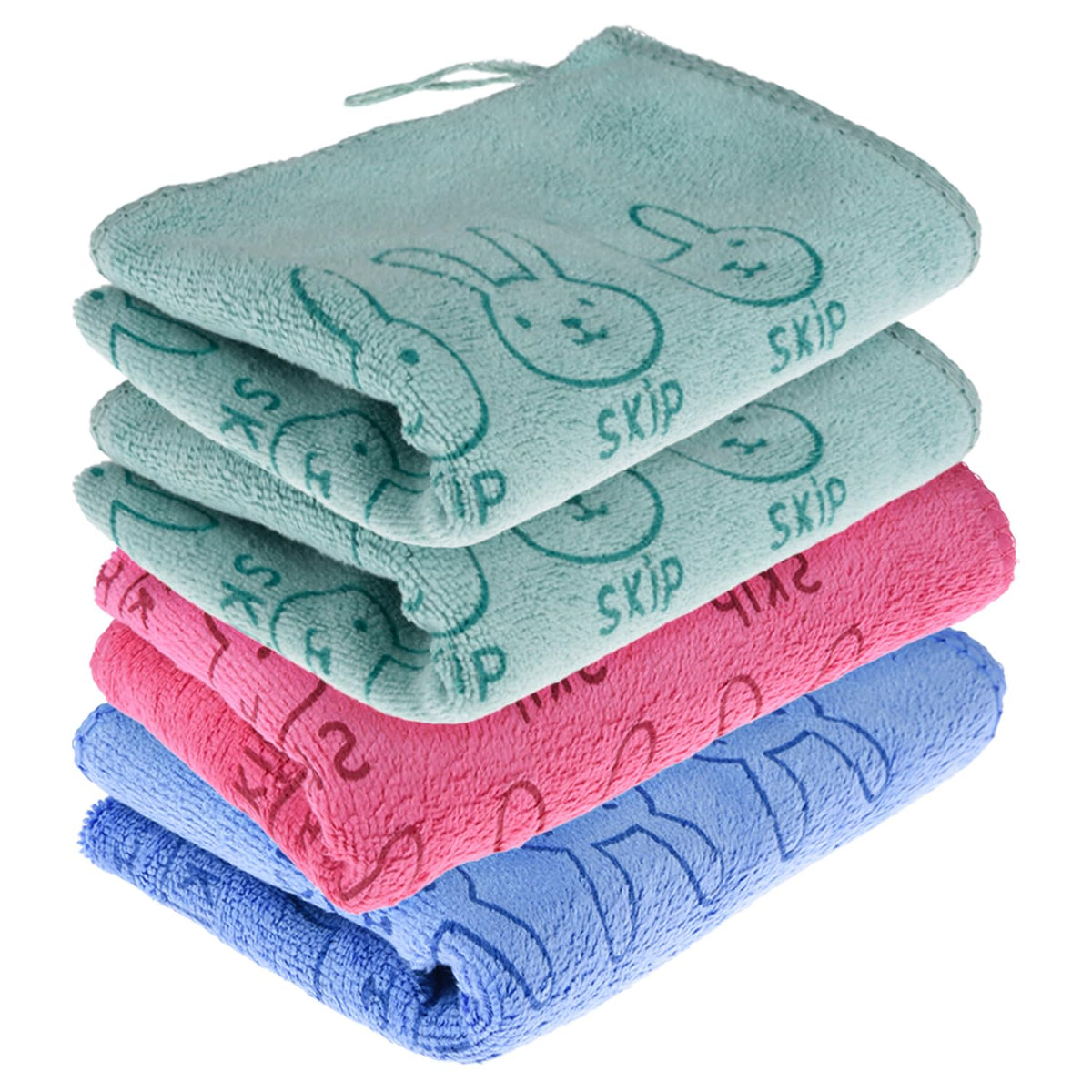 Kuber Industries Hand Towel | Reusable Face Cleaning Towel | Baby Napkin | Hand-Face Towel with Ultra Soft-Super Absorbent Capability | Baby Towel | Skip Print | 30x40 cm | Pack of 4 | Multicolor