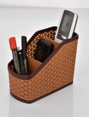 Kuber Industries Plastic 2 Pieces Multi-Purpose Compact Desk Storage Organizer Stationary Box for Case Pen Pencil Holder, Plastic Cosmetics, Make Up Organizer Container (Brown & Beige) KUBMART3237