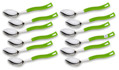 Heart Home 12 Piece Stainless Steel Tea Spoon Sparkle Table Spoon Set (Green)-KUBMART15643