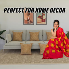 Kuber Industries Cushion Cover | Sofa Cushion Covers | Embossed Square Cushion Covers | Polyester Cushion Covers | Couch Cushion Covers | Set of 5 | 16 Inch | Brown