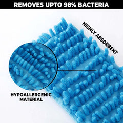 Kuber Industries Microfiber Wiper For Floor Clearing|Hypoallergenic Chenille Microfiber Mop|Super Absorbent|Multi-Utility Wiper For Bathroom Floor Cleaning|Blue