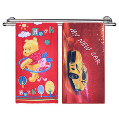 Kuber Industries Kids Bath Towel|Soft Cotton & Sides Stitched Baby Towel|Super Absorbent Pooh,Piglet & Car Print Towel Toddler,Pack of 2 (Multicolor)