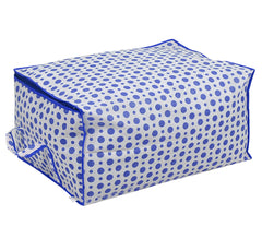 Kuber Industries Dot Printed Foldable, Lightweight Non Woven Underbed Storage Bag For Toys/Blankets/Stationery Paper/Clothes With Transparent Window With Handle Pack of 2 (Blue)-46KM0602