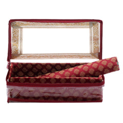 Kuber Industries Brocade Hardboard 2 Pieces One Rod Bangle Box (Maroon) - CTKTC022935