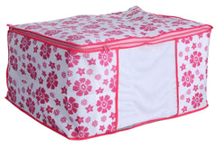Kuber Industries Floral 3 Piece Non Woven Saree Cover Set, Pink